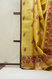 Yellow Tussar Silk Saree - SRYTSS1385