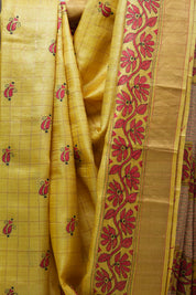 Yellow Tussar Silk Saree - SRYTSS1385