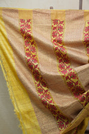 Yellow Tussar Silk Saree - SRYTSS1385