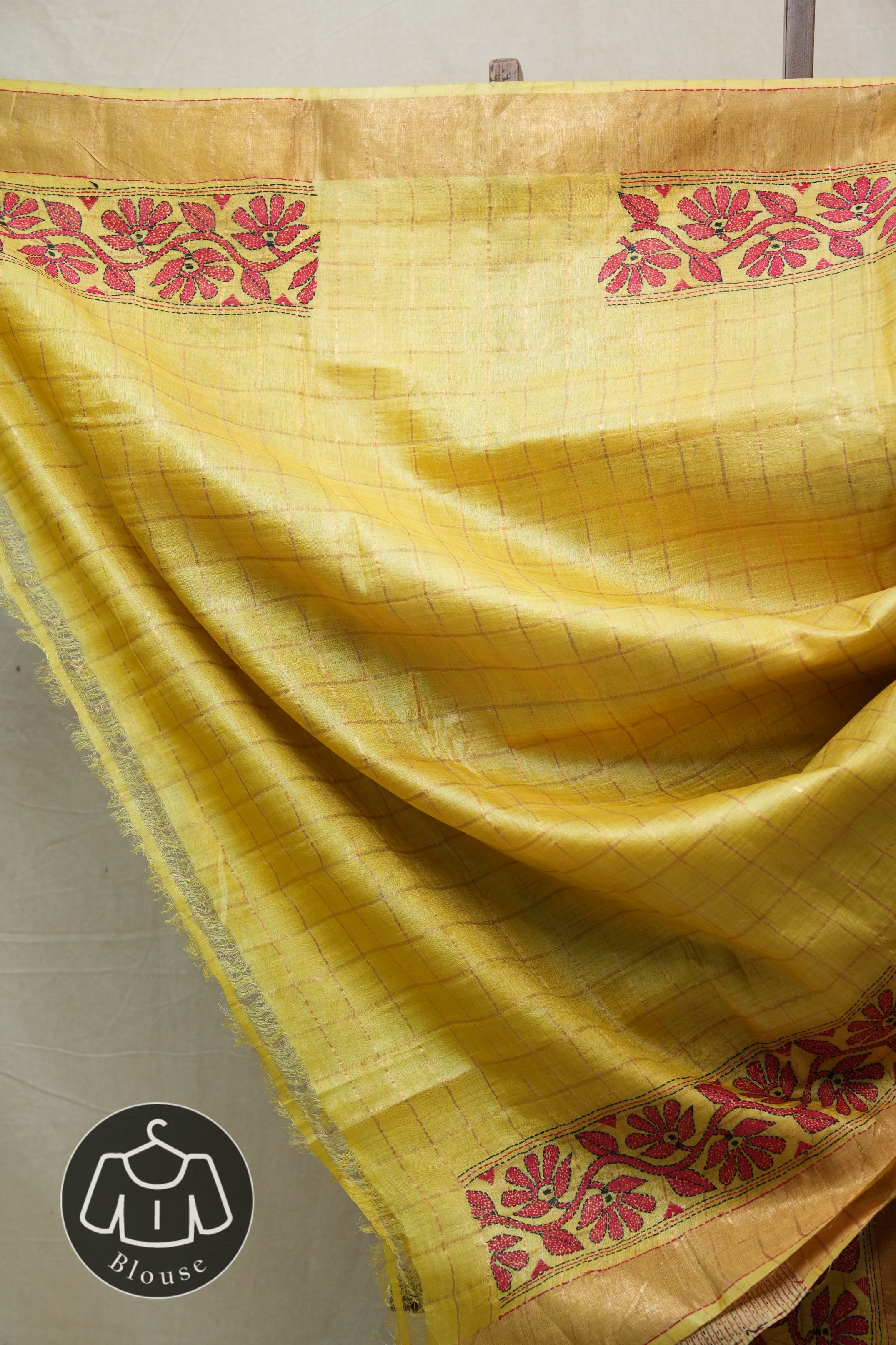 Yellow Tussar Silk Saree - SRYTSS1385