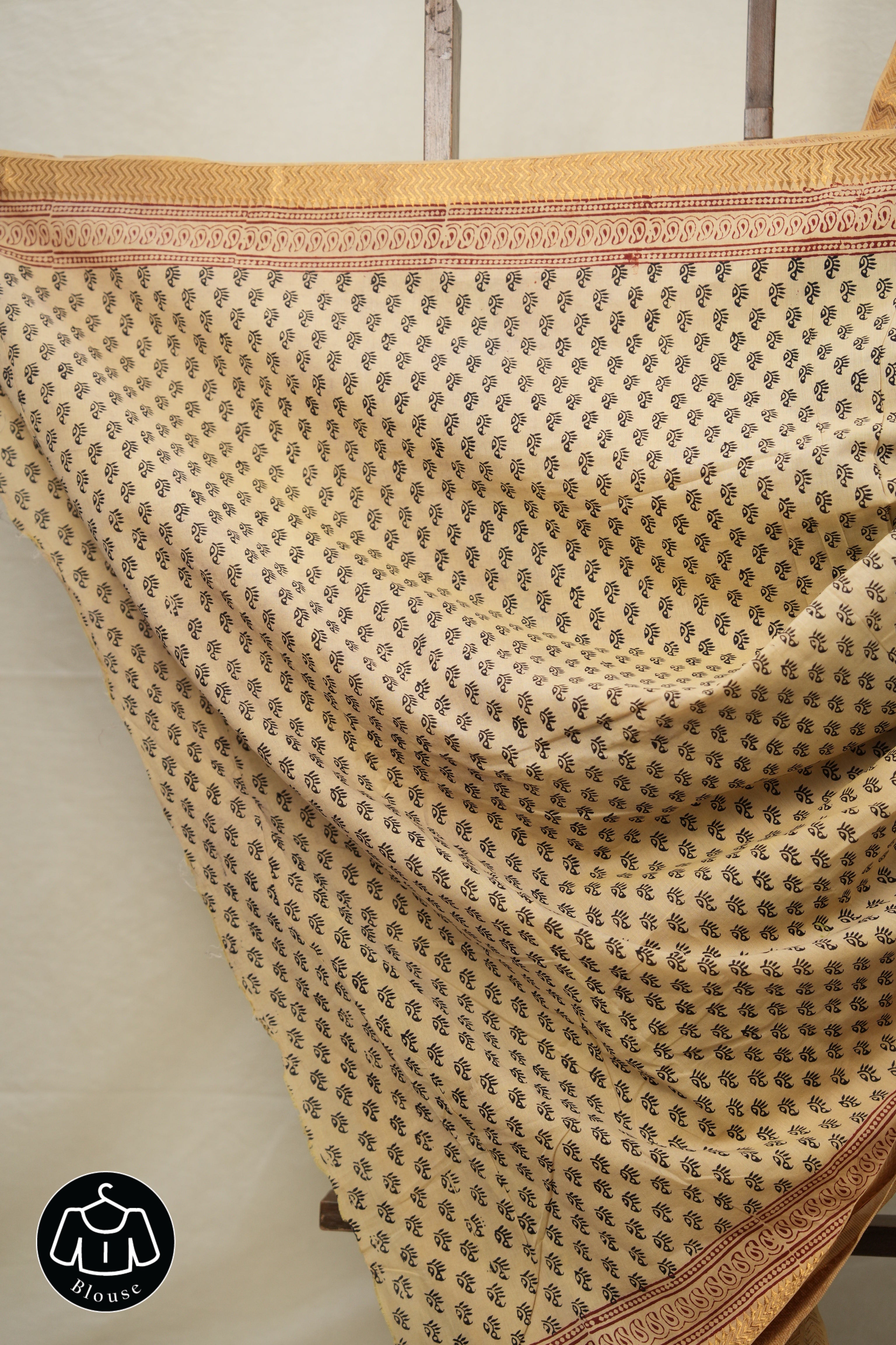 Black Cotton Mangalgiri Saree - SRBCMS28