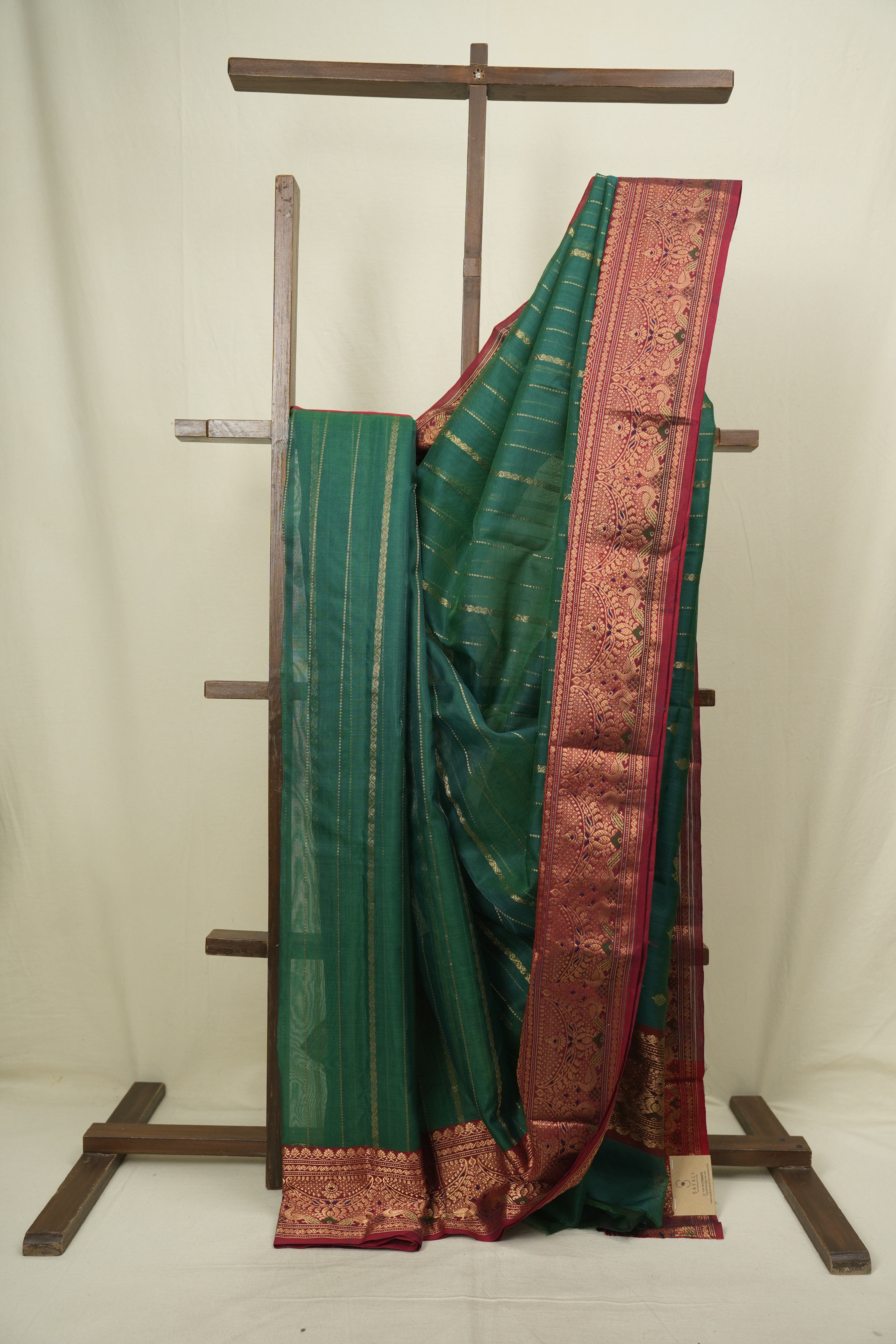 Green Chanderi Tissue Silk Saree - SRGCTS364