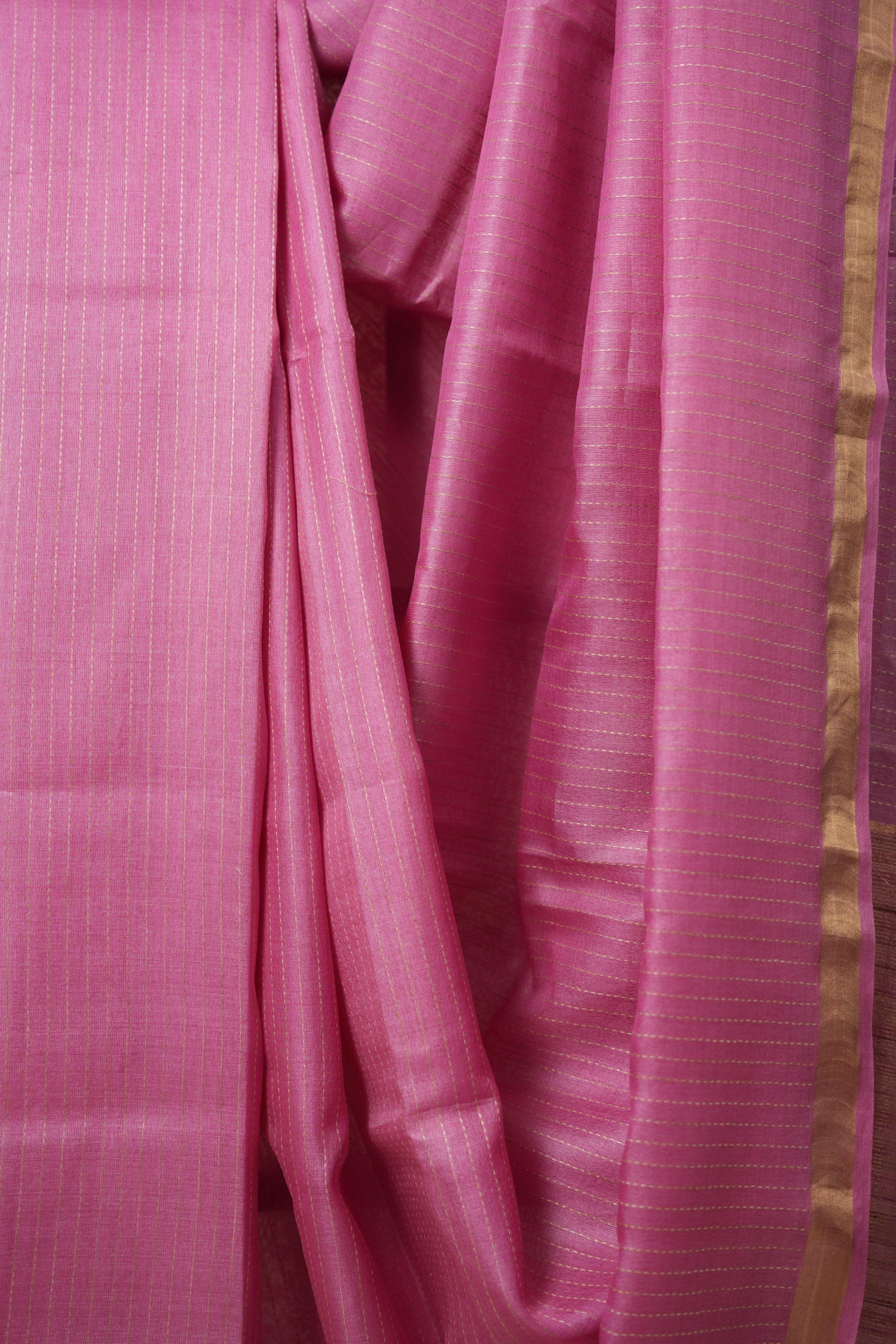 Pink Tussar Silk Saree - SRPTSS1590