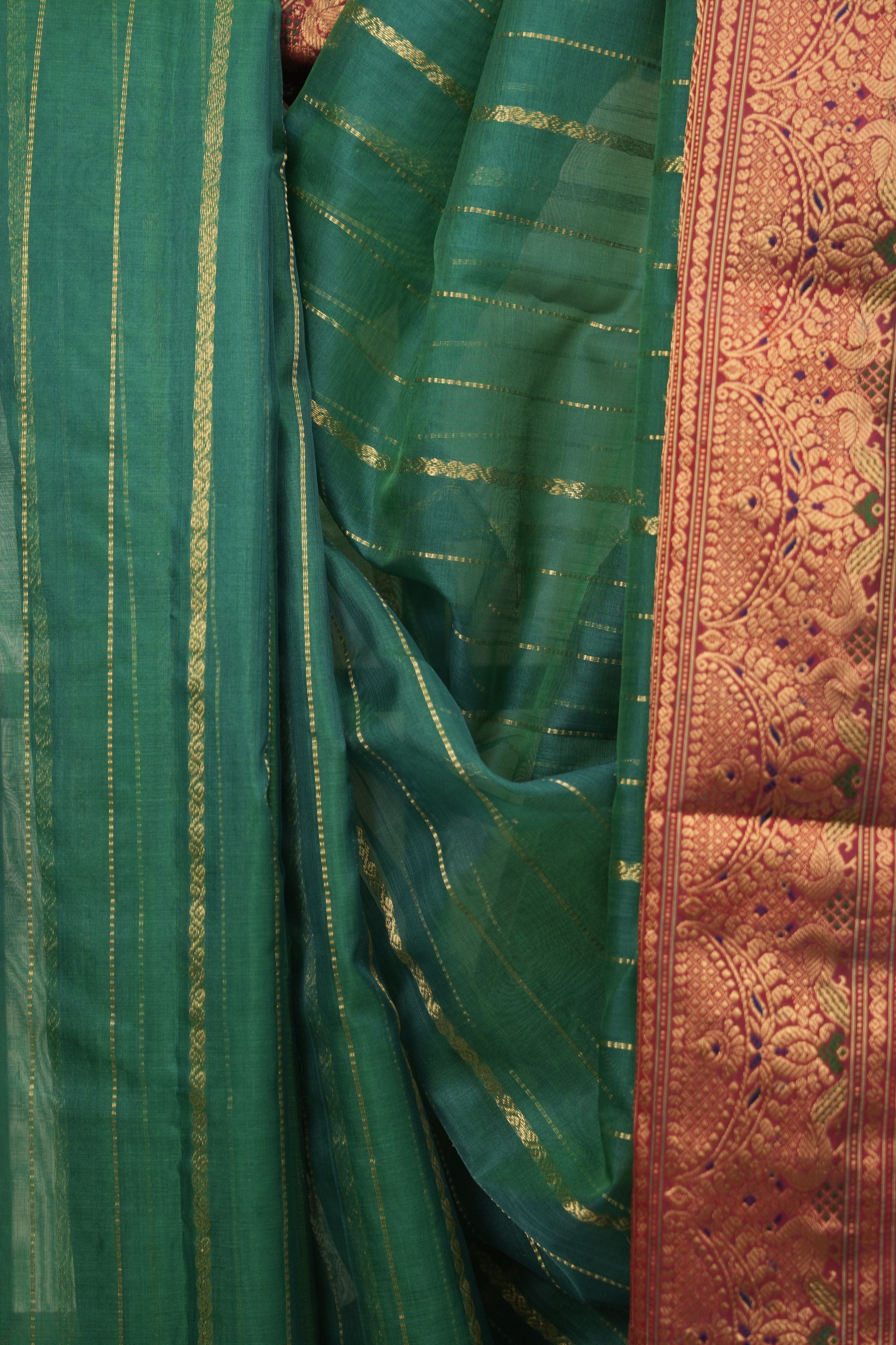 Green Chanderi Tissue Silk Saree - SRGCTS364