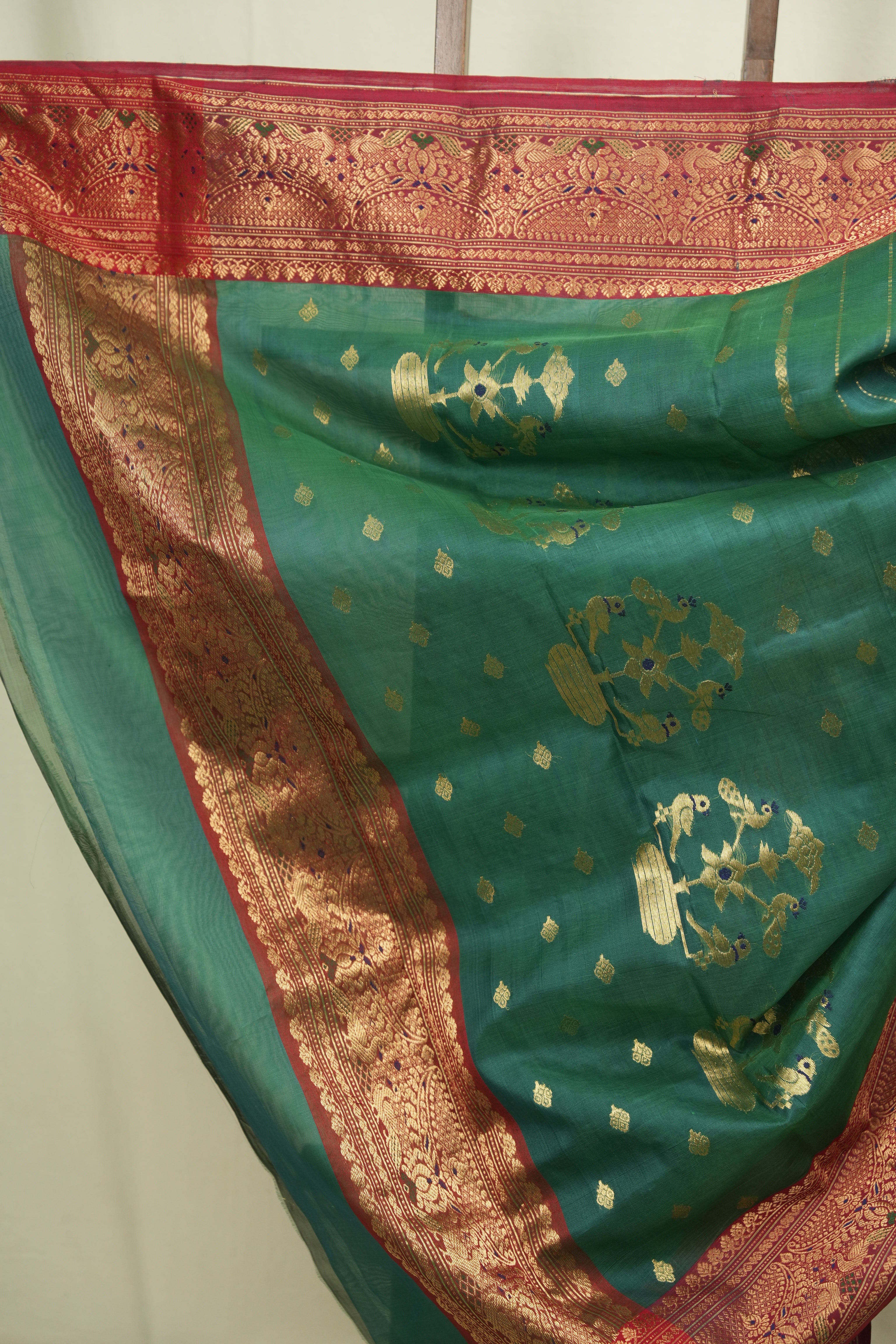 Green Chanderi Tissue Silk Saree - SRGCTS364
