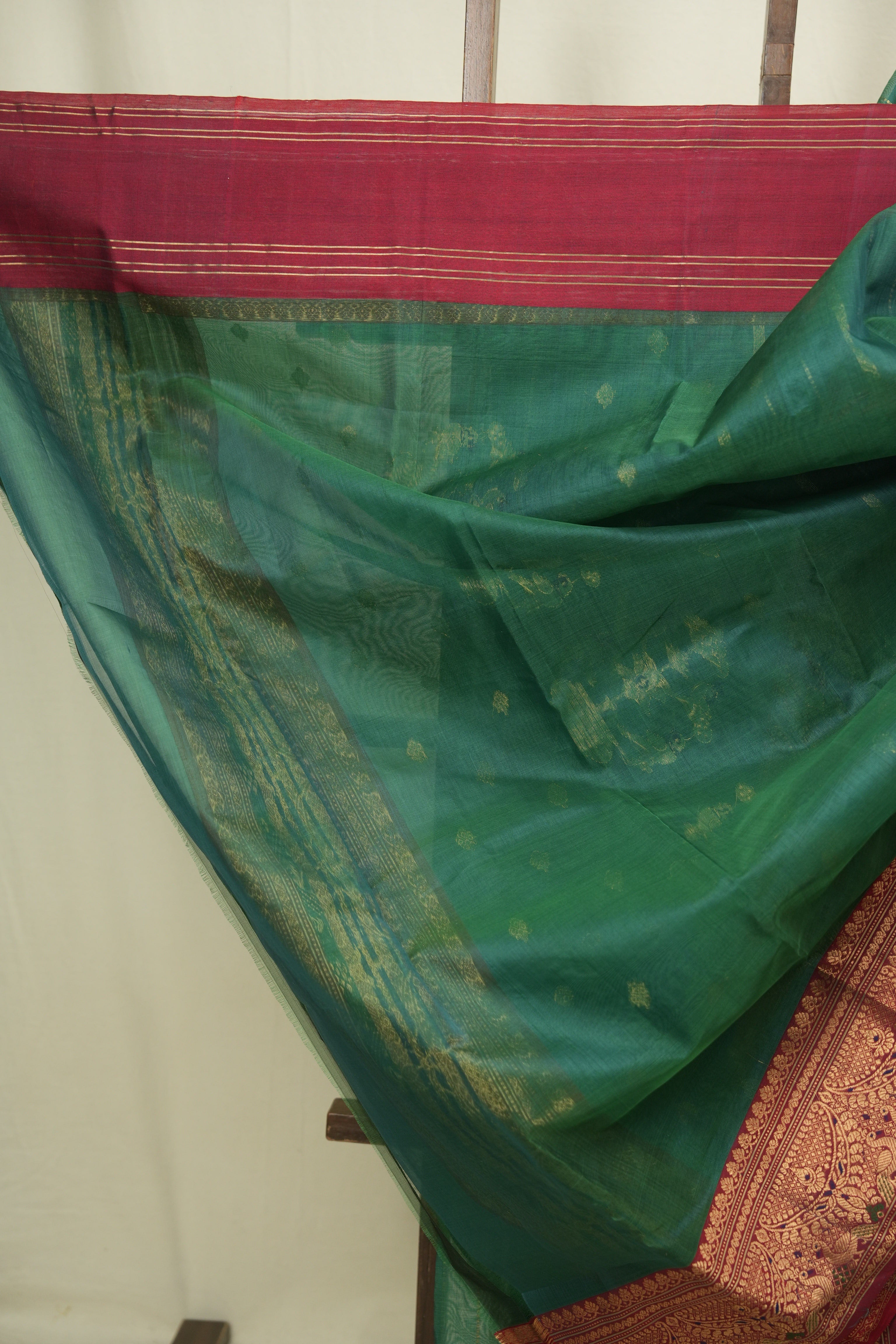 Green Chanderi Tissue Silk Saree - SRGCTS364