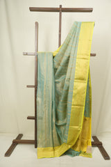 Aqua Chanderi Tissue Silk Saree - SRACTS365