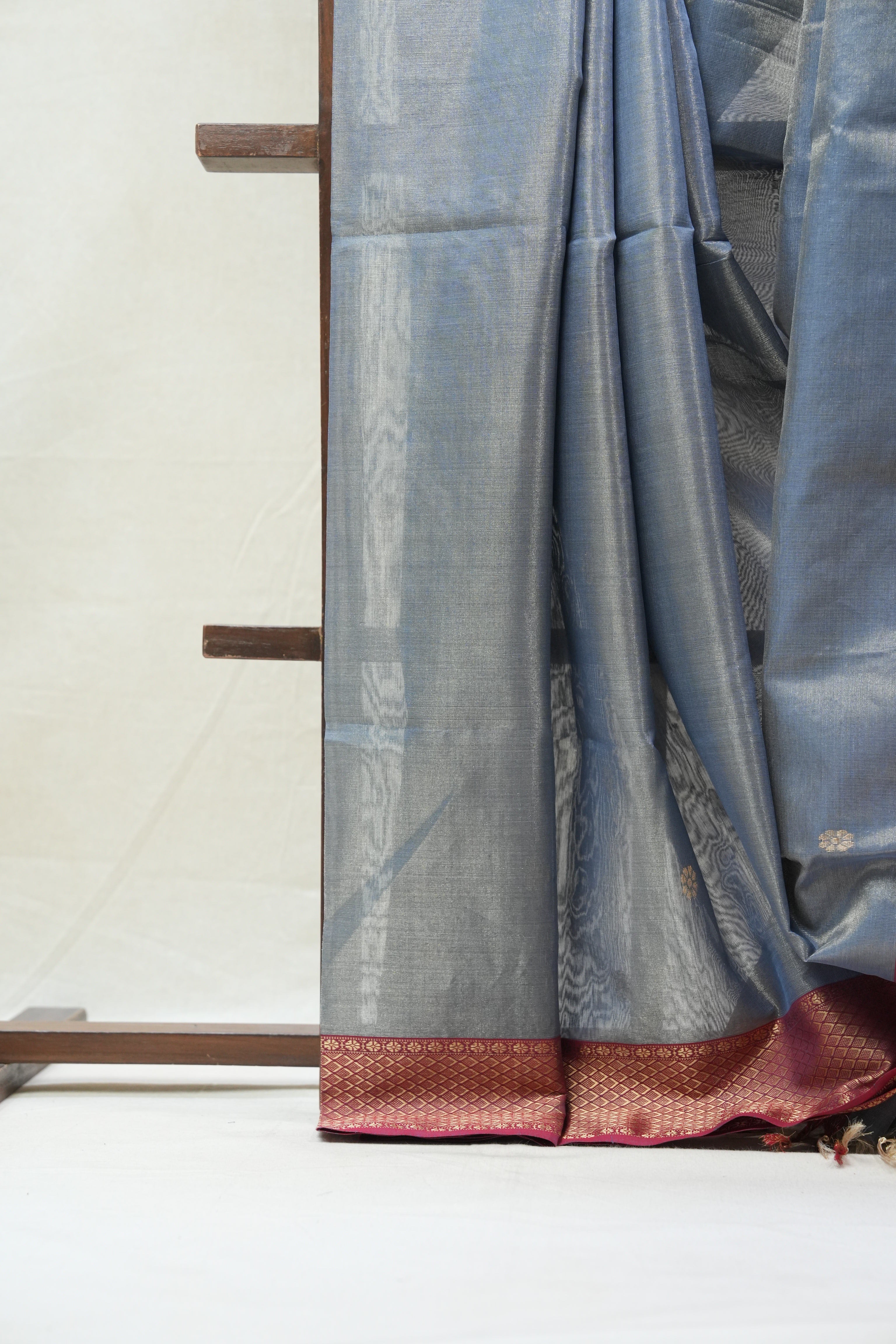 Grey Maheshwari Tissue Saree - SRGMTS466