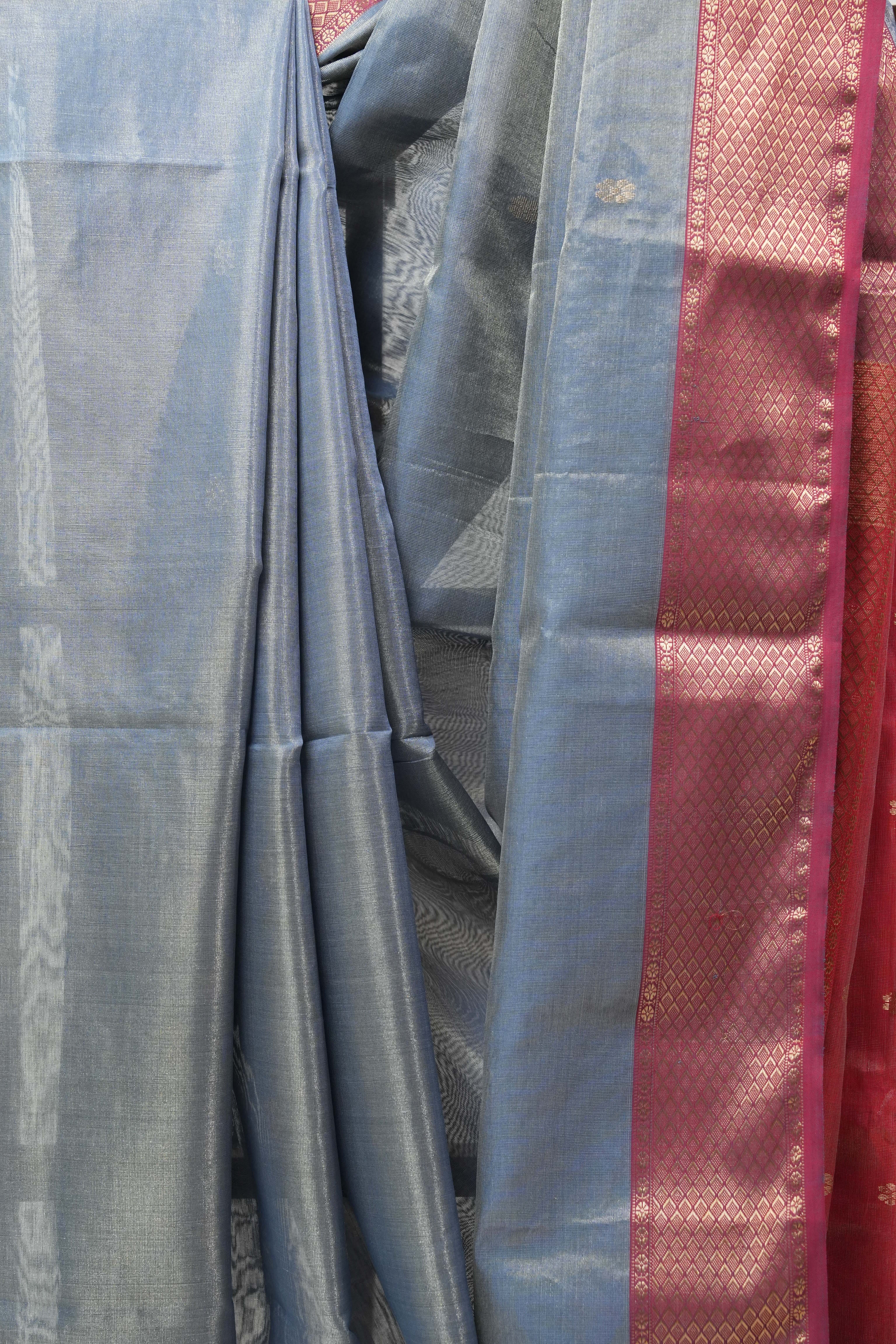 Grey Maheshwari Tissue Saree - SRGMTS466