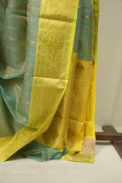 Aqua Chanderi Tissue Silk Saree - SRACTS365
