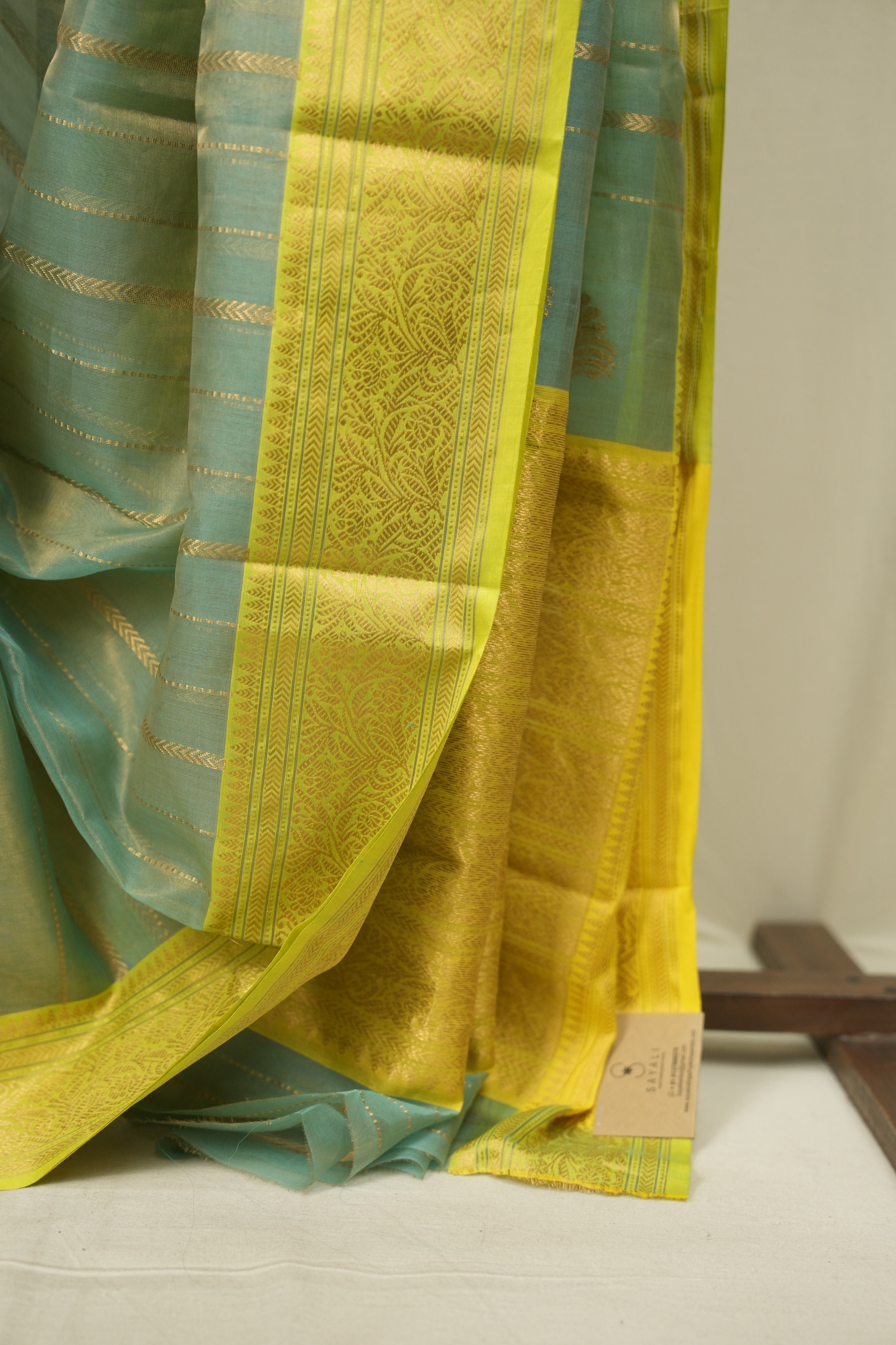 Aqua Chanderi Tissue Silk Saree - SRACTS365
