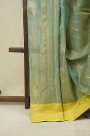 Aqua Chanderi Tissue Silk Saree - SRACTS365