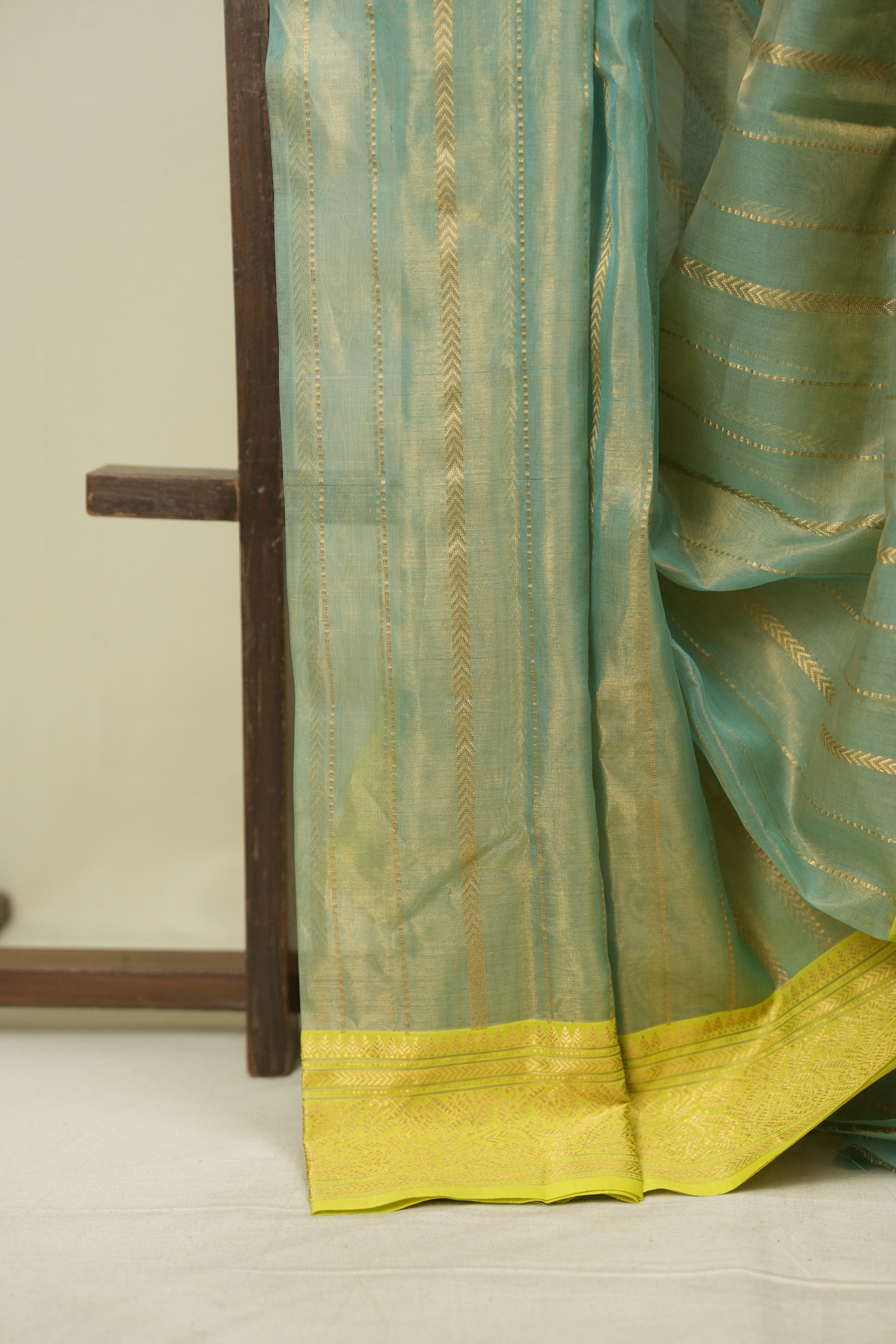 Aqua Chanderi Tissue Silk Saree - SRACTS365