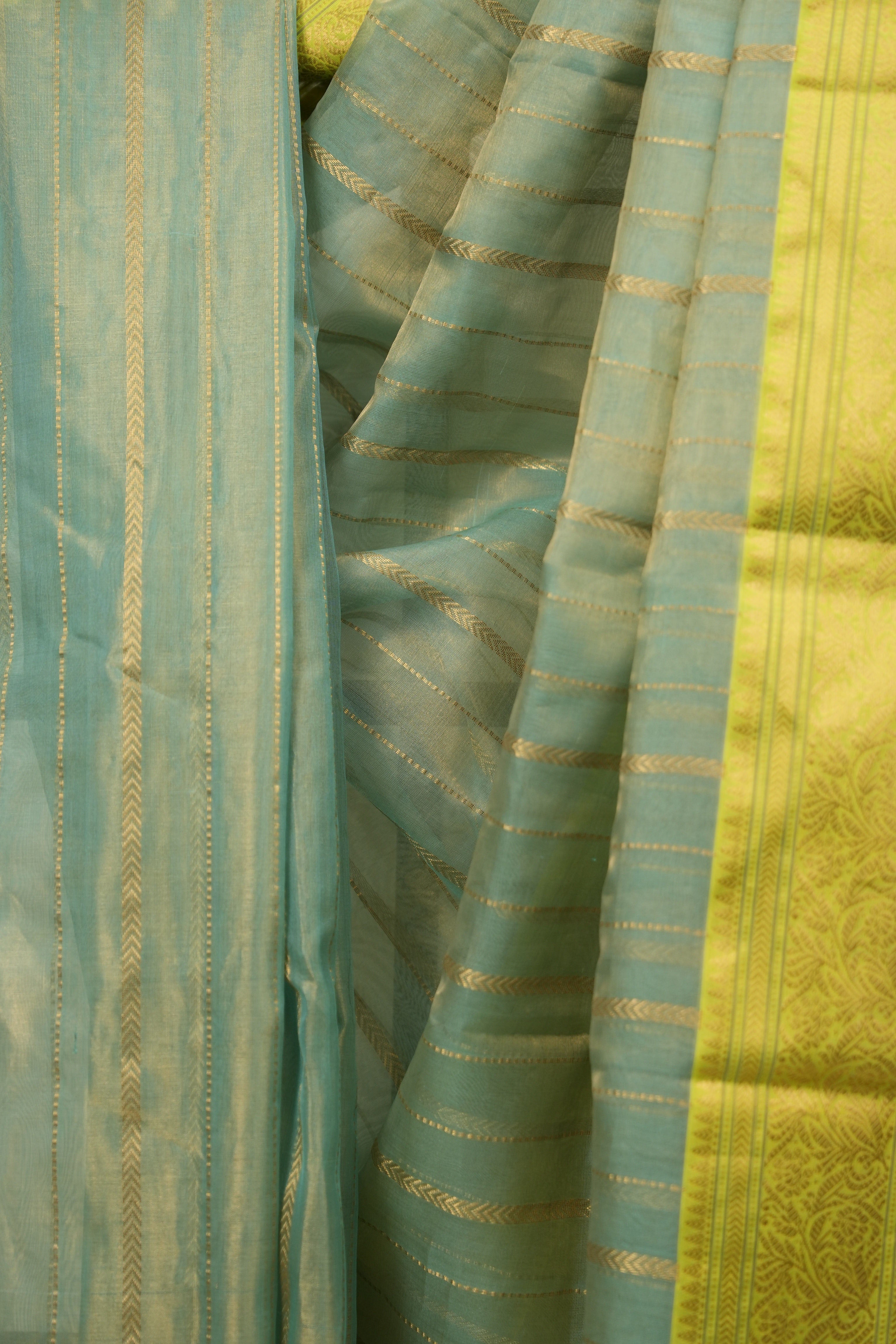 Aqua Chanderi Tissue Silk Saree - SRACTS365