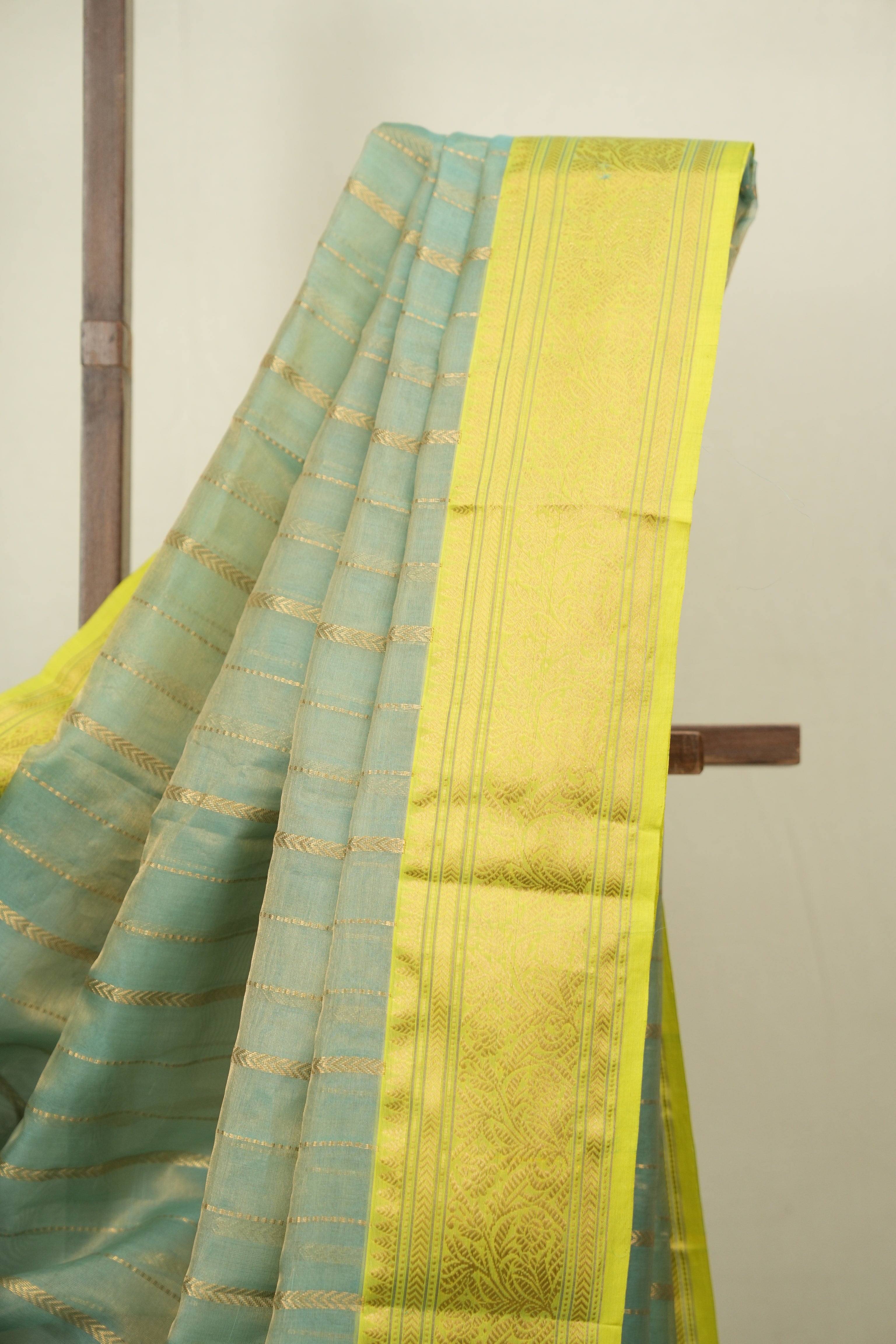 Aqua Chanderi Tissue Silk Saree - SRACTS365