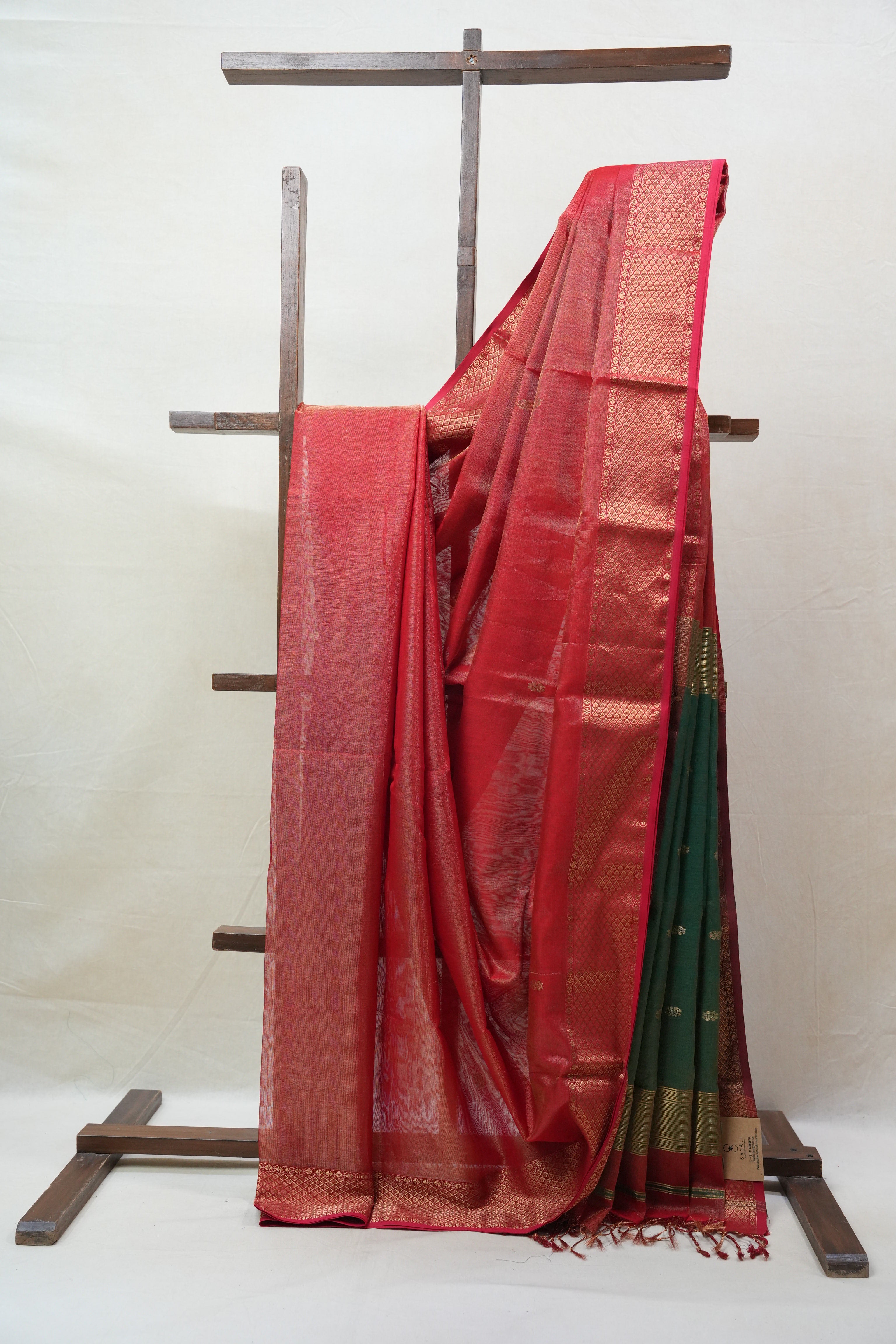 Red Maheshwari Tissue Saree - SRRMTS460