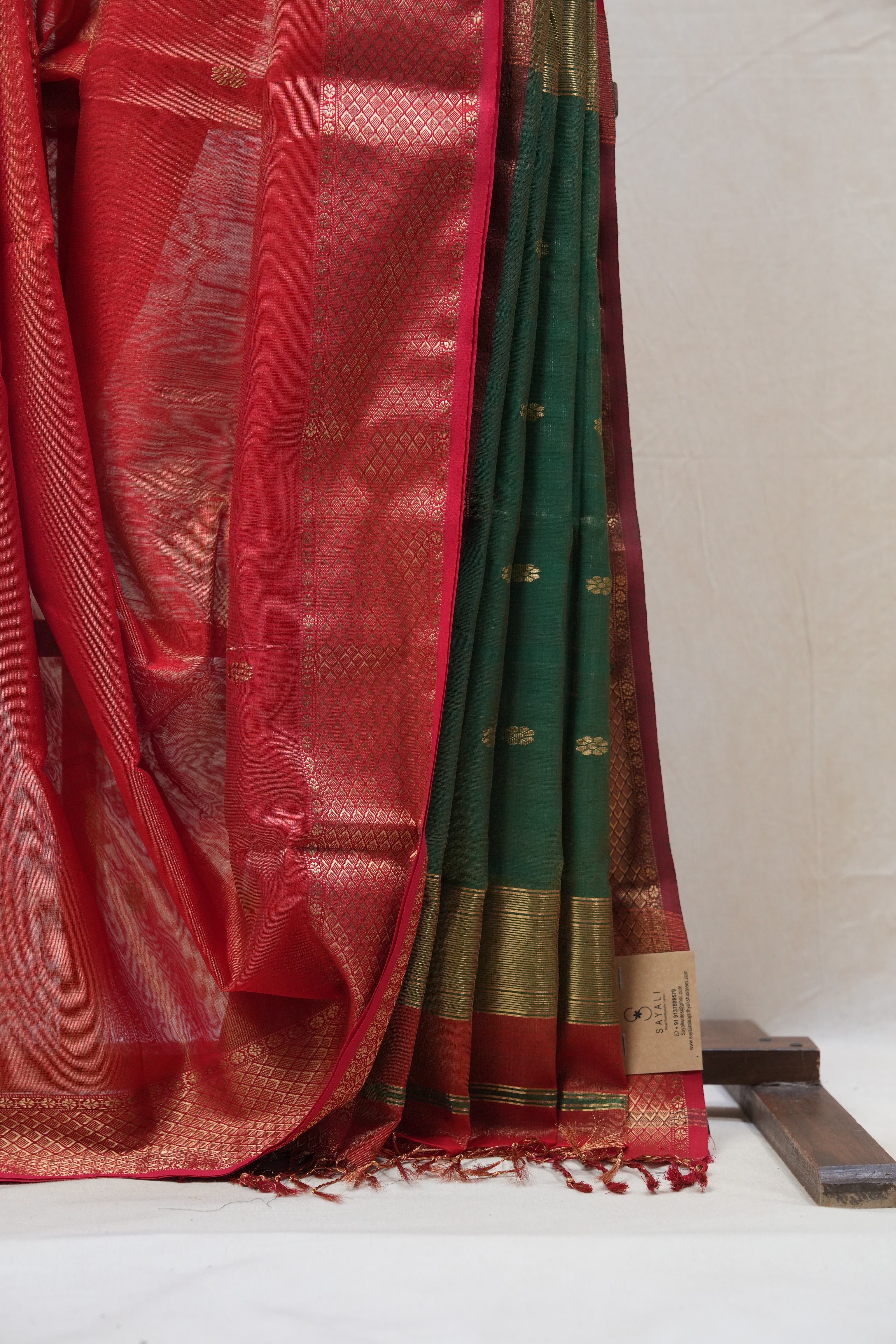 Red Maheshwari Tissue Saree - SRRMTS460