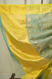 Aqua Chanderi Tissue Silk Saree - SRACTS365