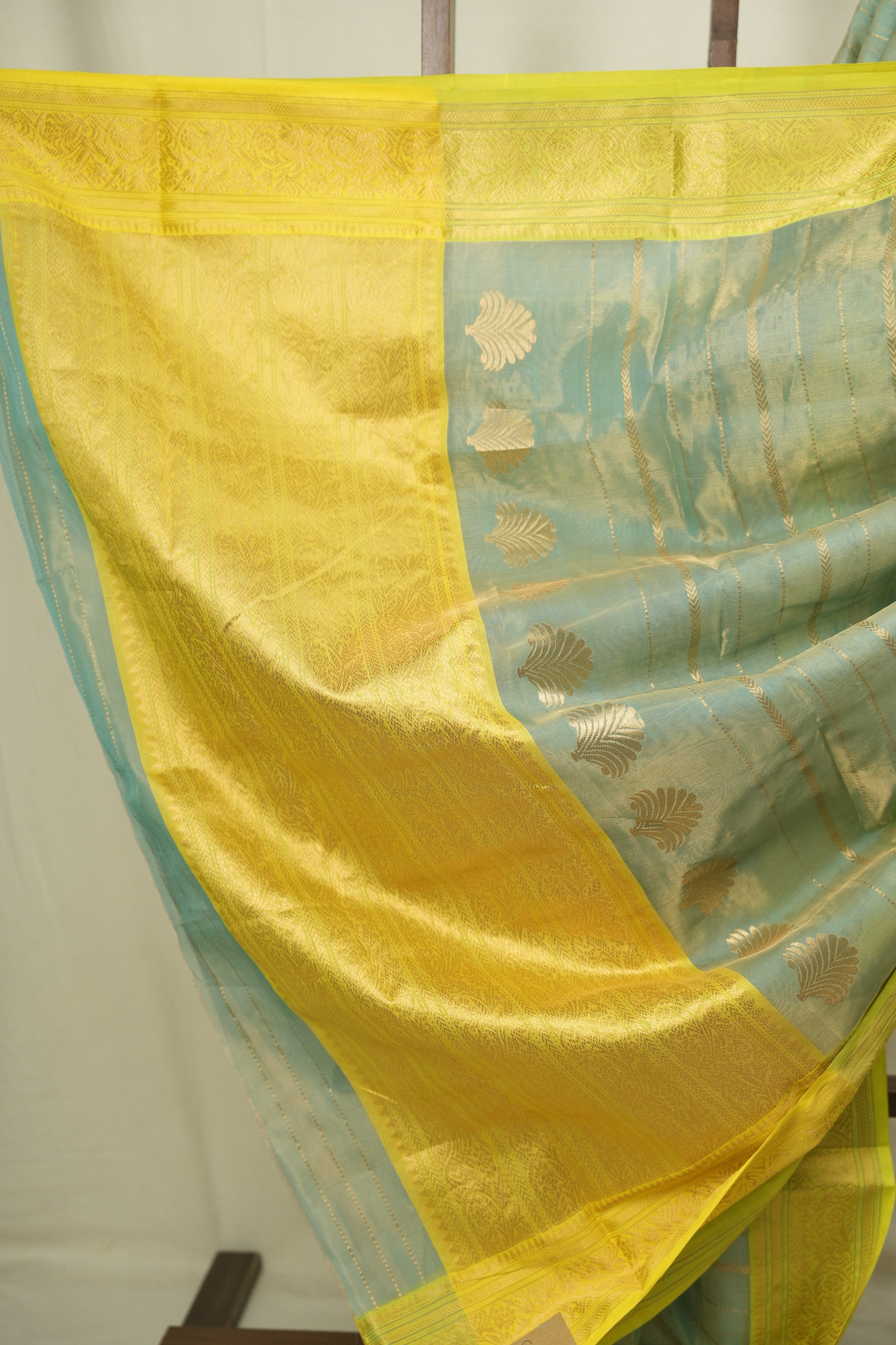 Aqua Chanderi Tissue Silk Saree - SRACTS365