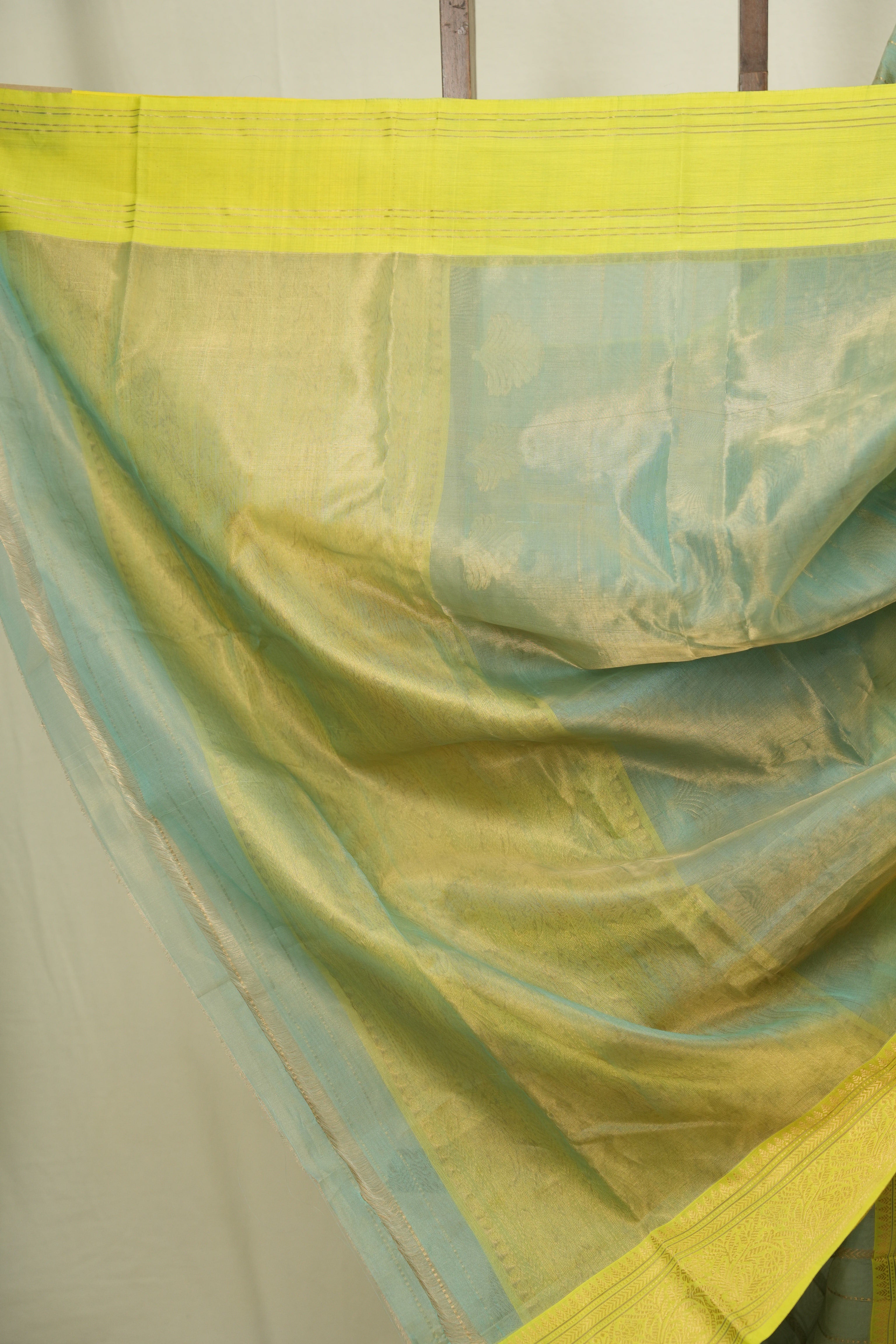 Aqua Chanderi Tissue Silk Saree - SRACTS365
