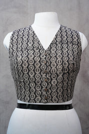 Black HBP Cotton V-Neck Blouse - SRBCVNB147