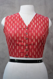 Maroon HBP Cotton V-Neck Blouse - SRMCVNB141