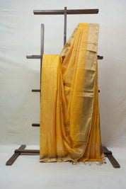 Yellow Maheshwari Tissue Saree - SRYMTS461