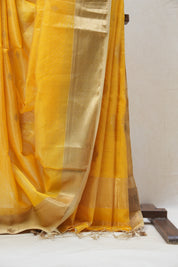 Yellow Maheshwari Tissue Saree - SRYMTS461