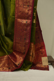 Mehendi Green Chanderi Tissue Silk Saree - SRMGCTS363