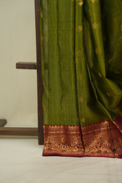 Mehendi Green Chanderi Tissue Silk Saree - SRMGCTS363