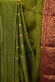 Mehendi Green Chanderi Tissue Silk Saree - SRMGCTS363