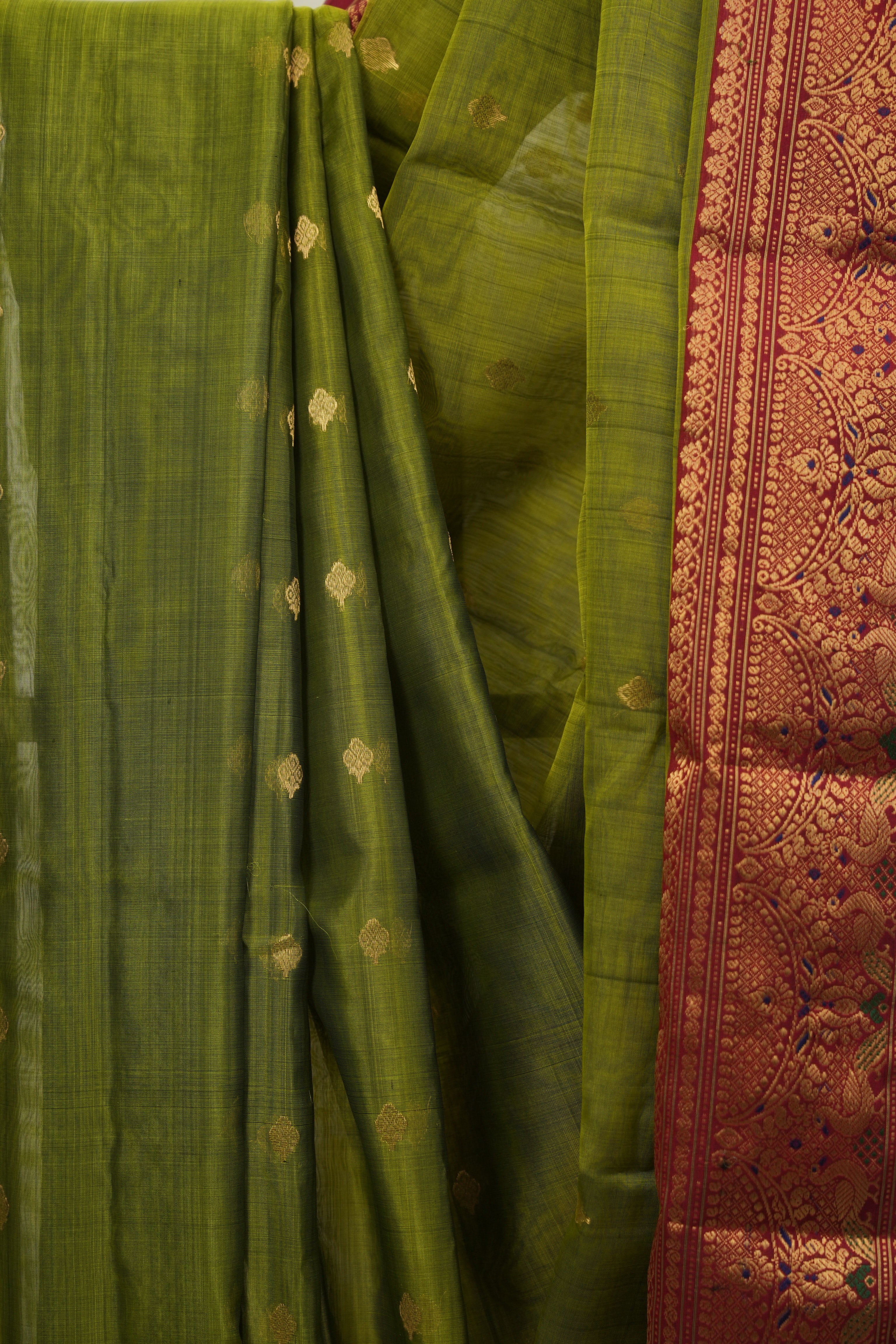 Mehendi Green Chanderi Tissue Silk Saree - SRMGCTS363