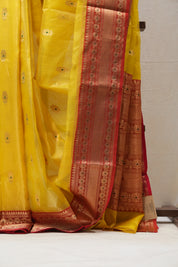 Yellow Chanderi Tissue Silk Saree - SRYCSS342