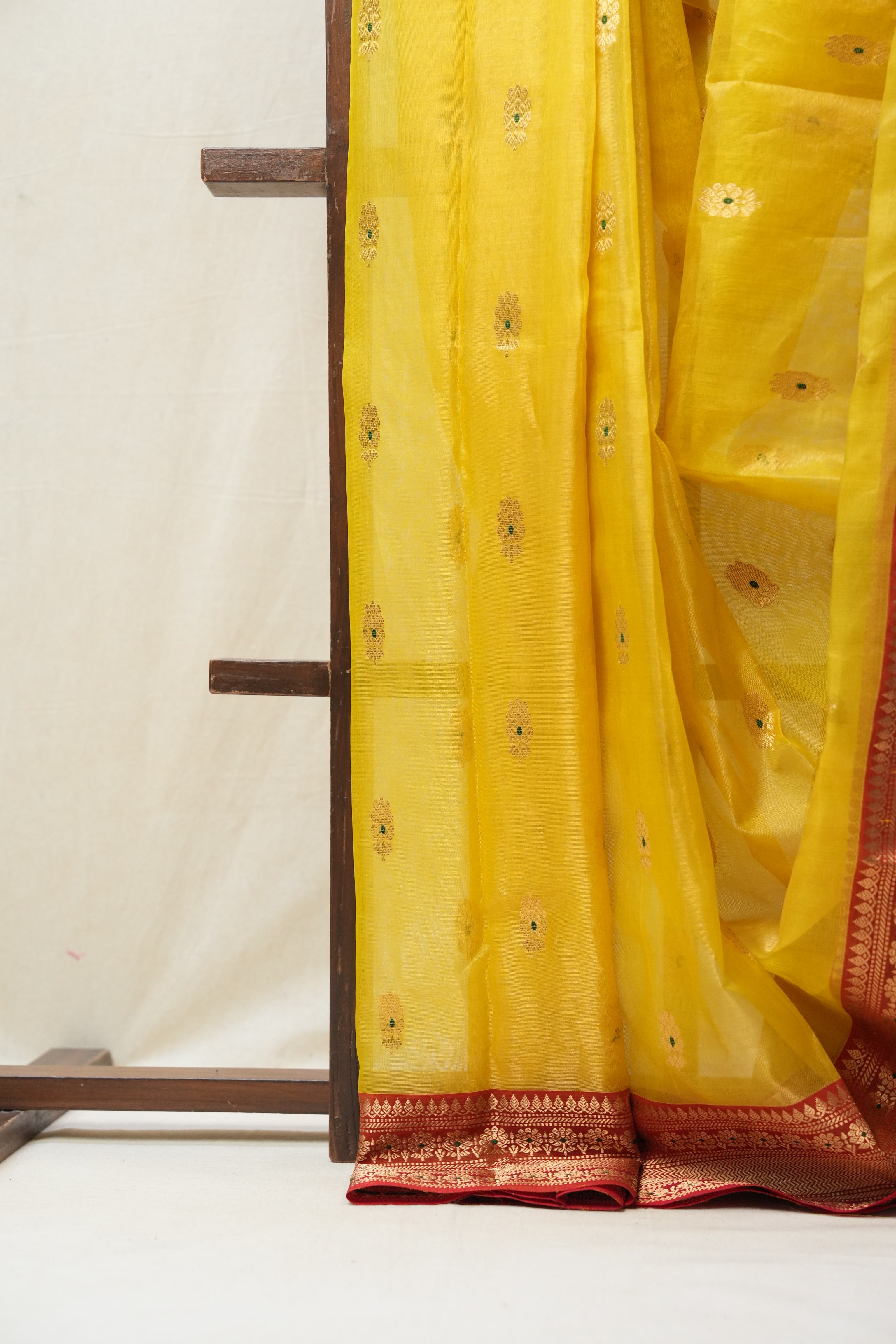 Yellow Chanderi Tissue Silk Saree - SRYCSS342