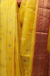 Yellow Chanderi Tissue Silk Saree - SRYCSS342