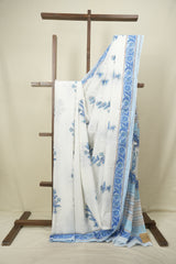 White HBP Cotton Saree - SRWCS3705