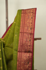 Mehendi Green Chanderi Tissue Silk Saree - SRMGCTS363