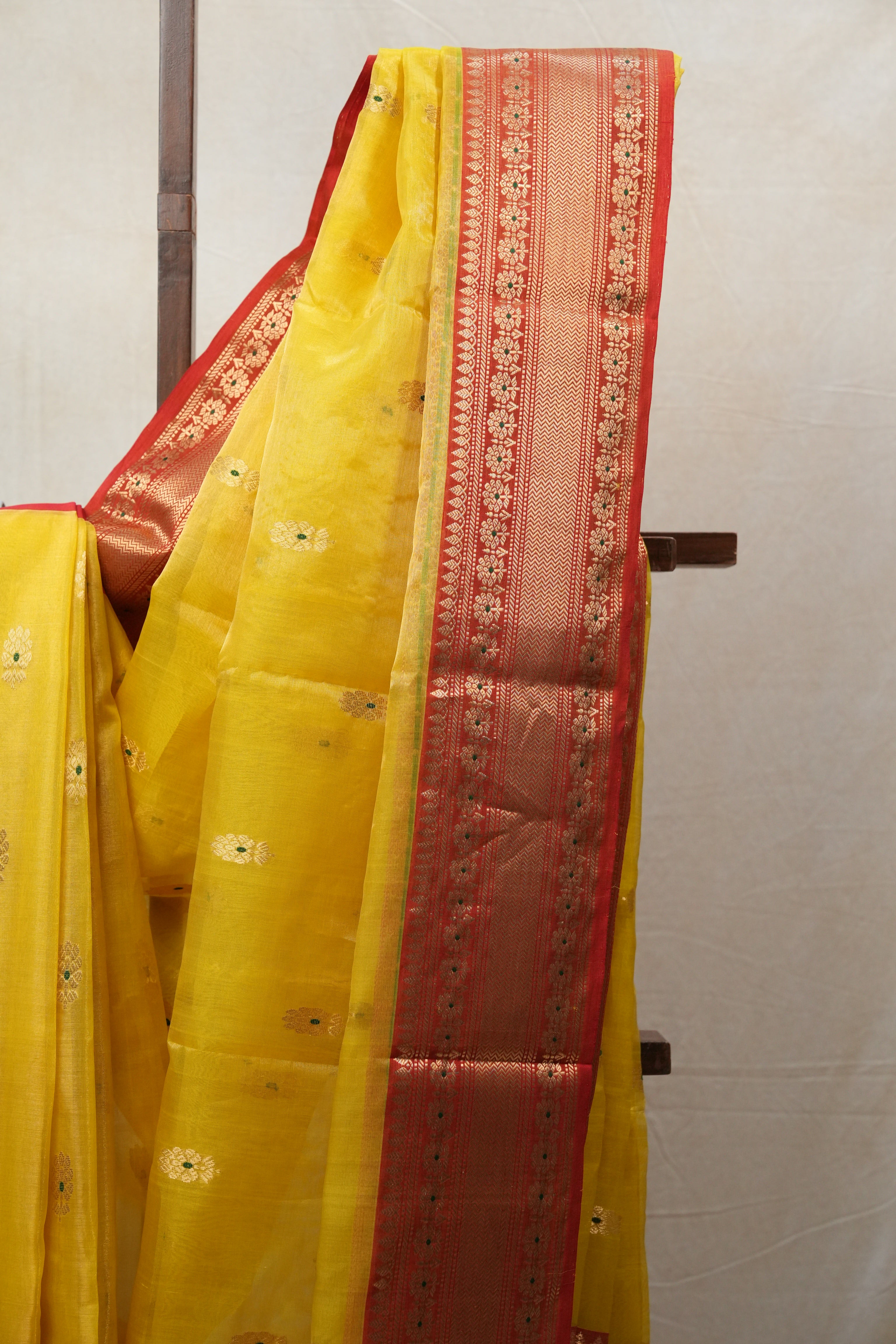 Yellow Chanderi Tissue Silk Saree - SRYCSS342