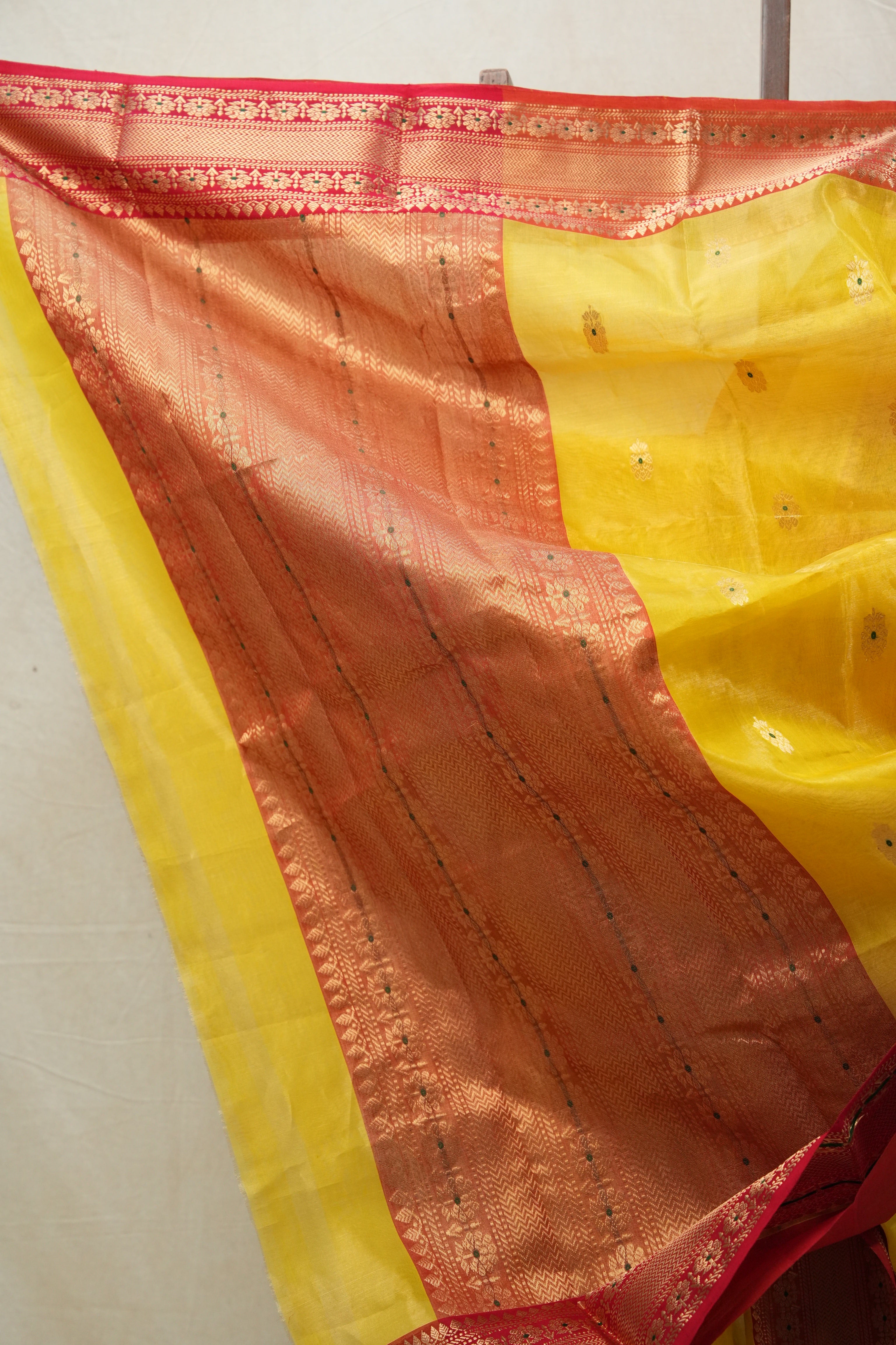 Yellow Chanderi Tissue Silk Saree - SRYCSS342