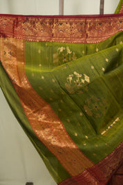 Mehendi Green Chanderi Tissue Silk Saree - SRMGCTS363