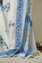White HBP Cotton Saree - SRWCS3705