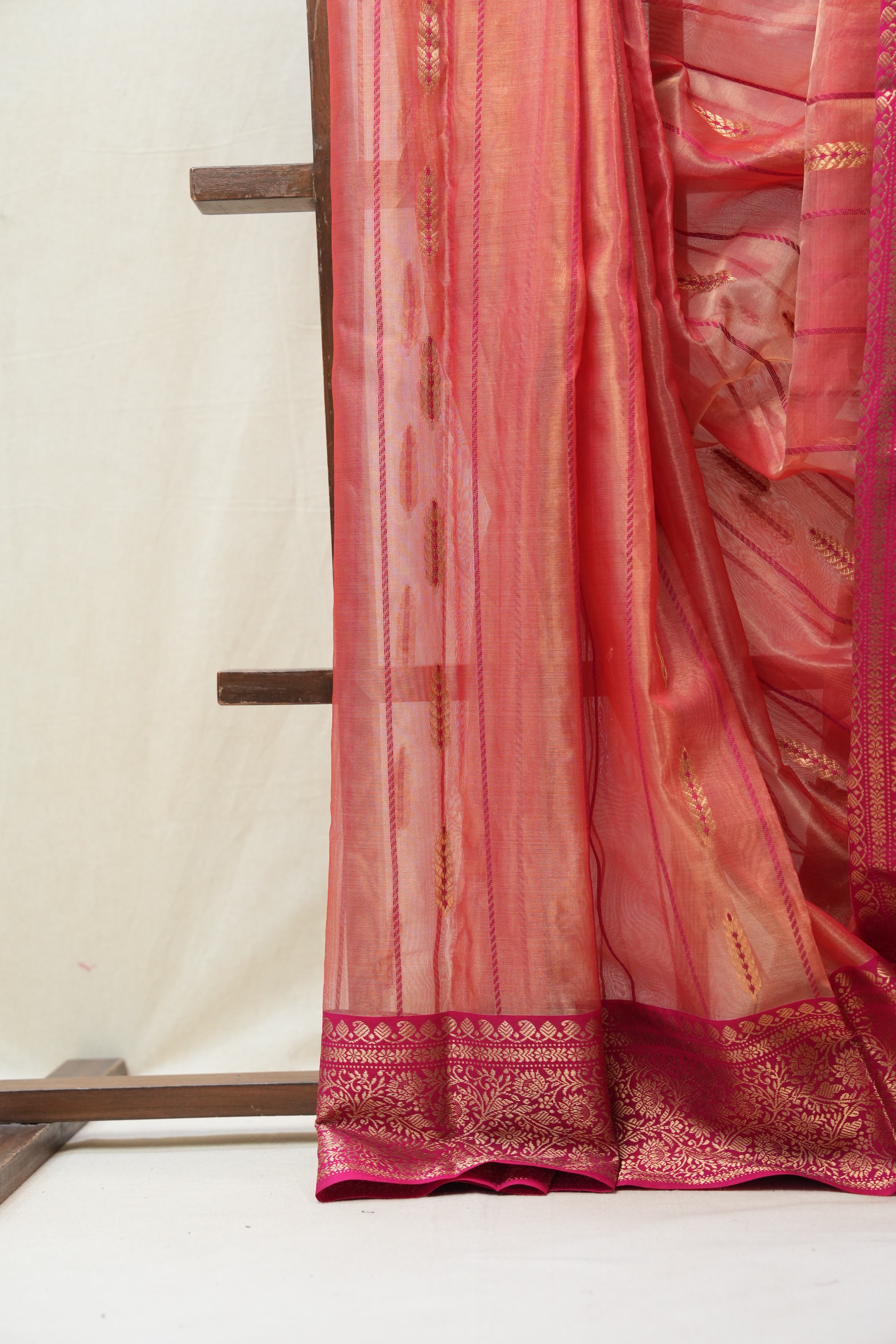 Rust Chanderi Tissue Silk Saree - SRRCSS345