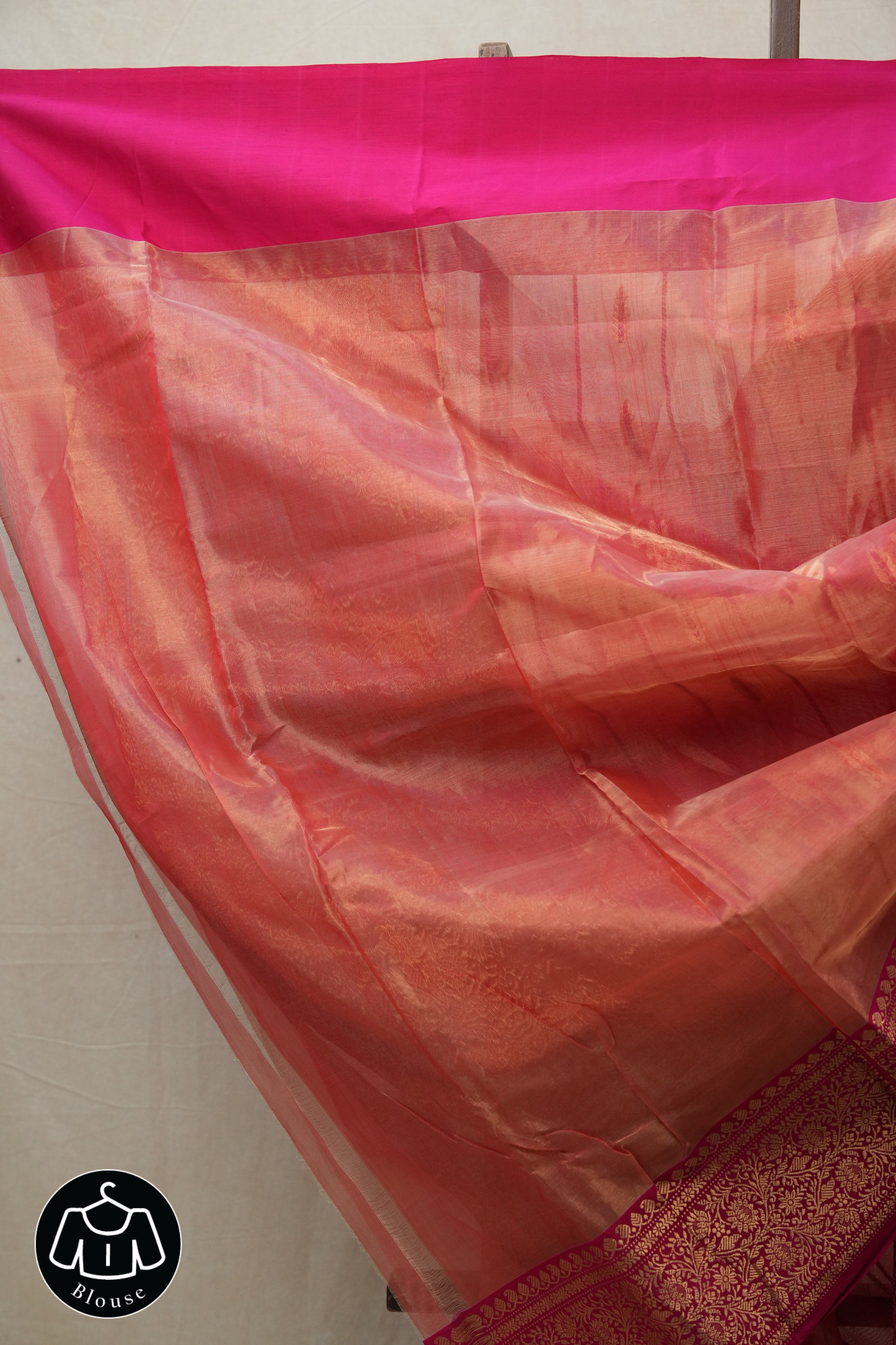 Rust Chanderi Tissue Silk Saree - SRRCSS345