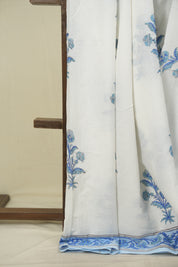 White HBP Cotton Saree - SRWCS3705