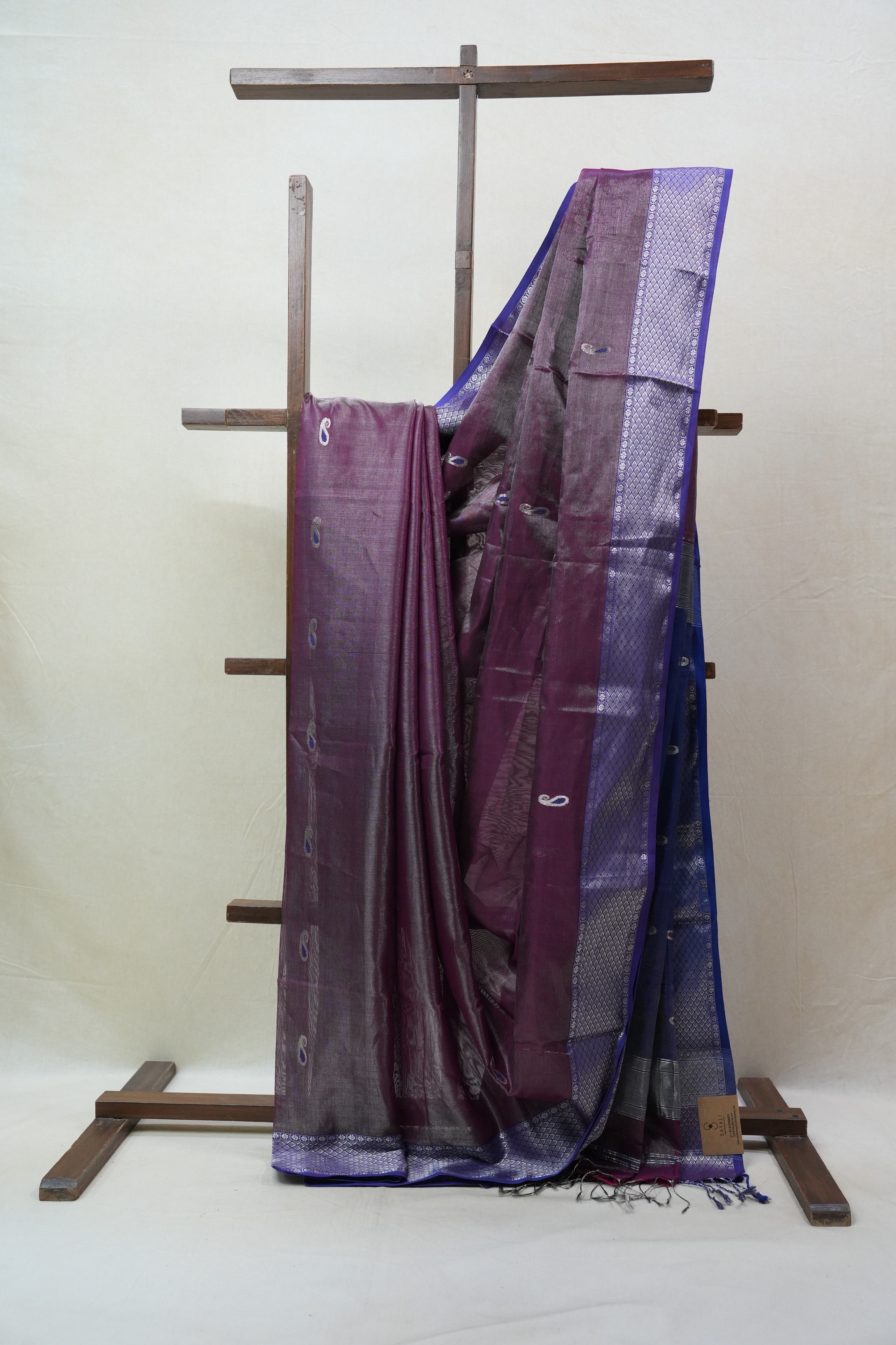 Purple Maheshwari Tissue Saree - SRPMTS476