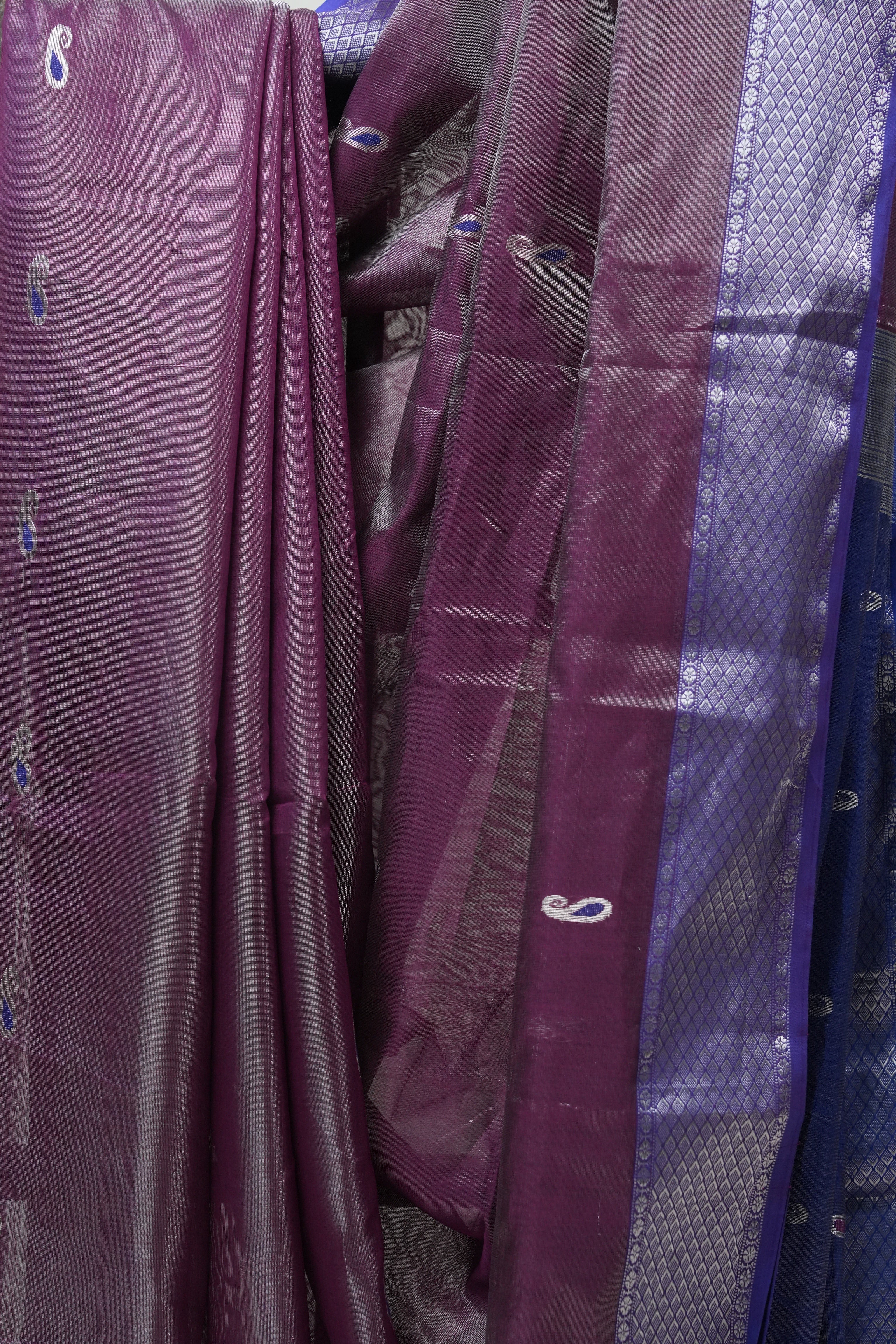 Purple Maheshwari Tissue Saree - SRPMTS476