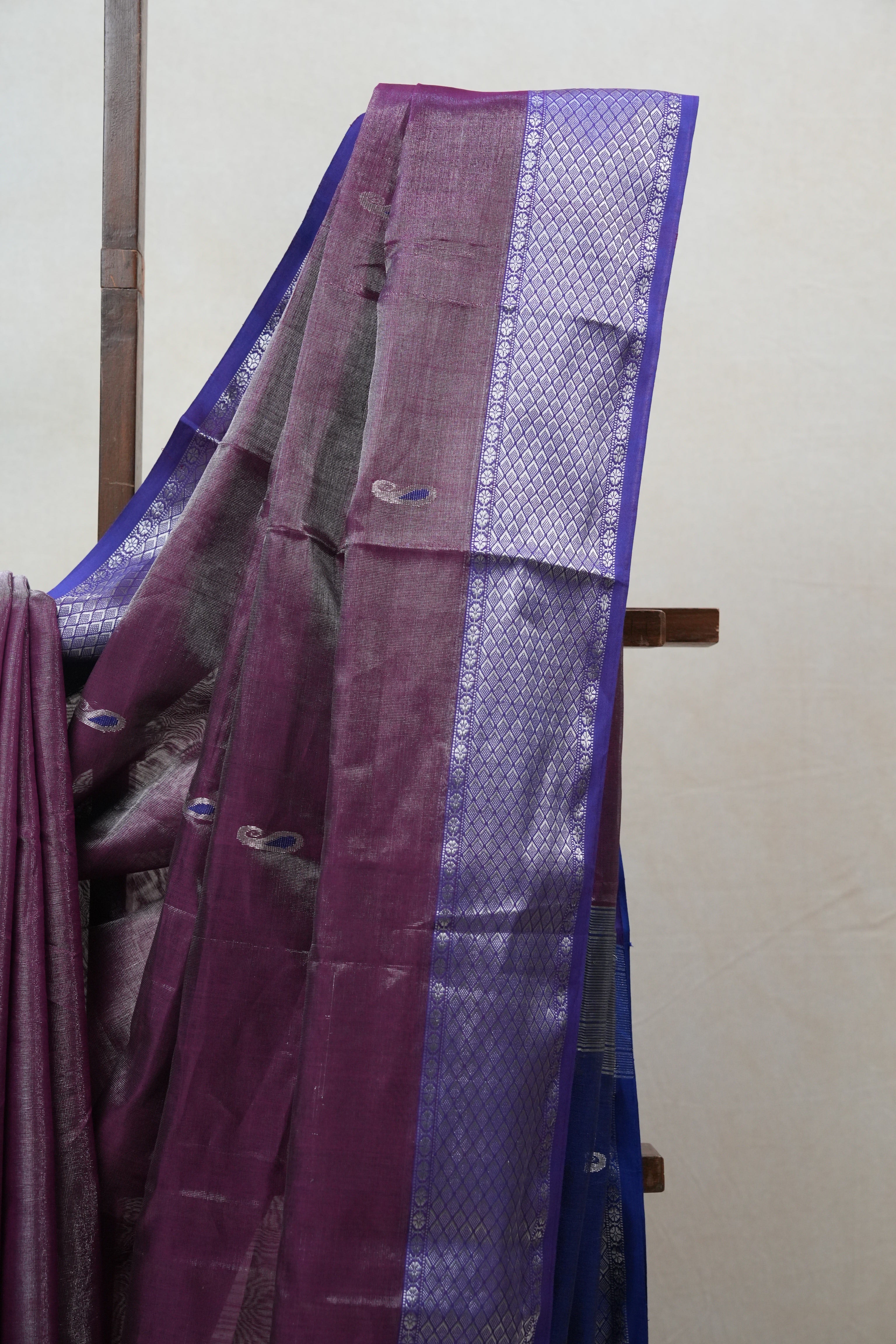 Purple Maheshwari Tissue Saree - SRPMTS476