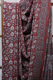Maroon HBP Cotton Saree - SRMCS2503