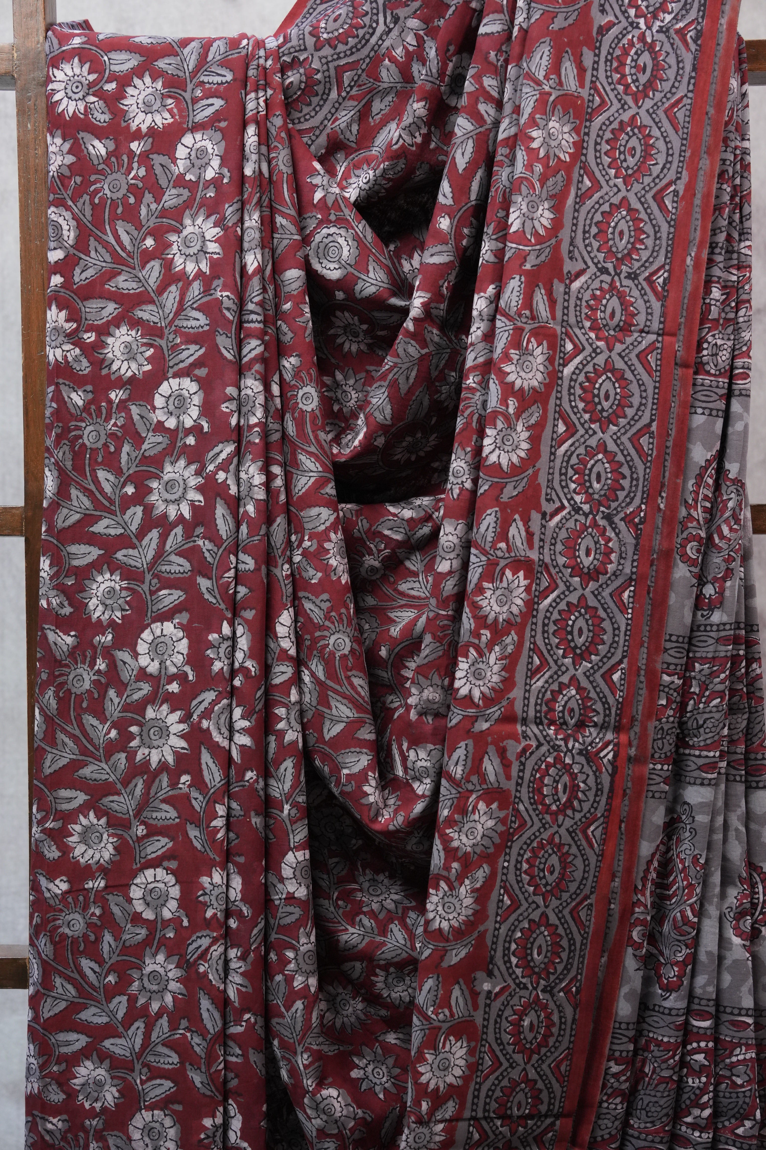 Maroon HBP Cotton Saree - SRMCS2503