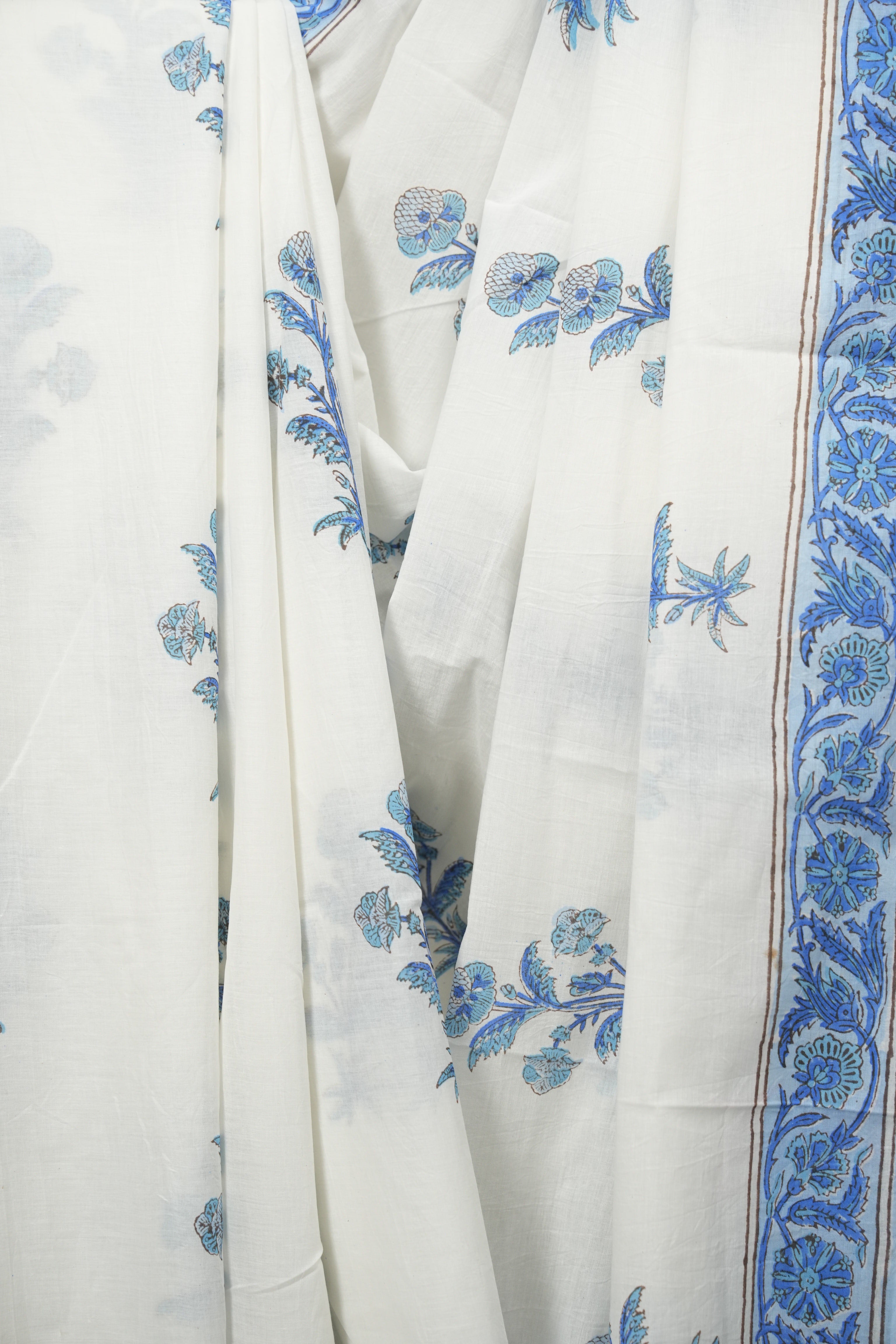 White HBP Cotton Saree - SRWCS3705